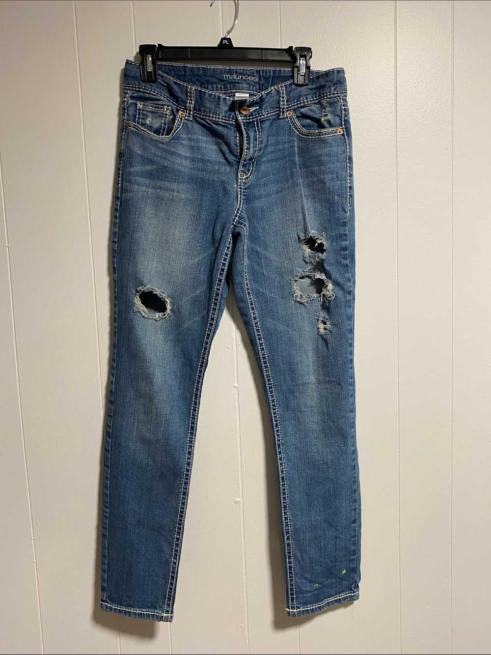 Maurices Distressed Skinny Jeans in Blue Wash